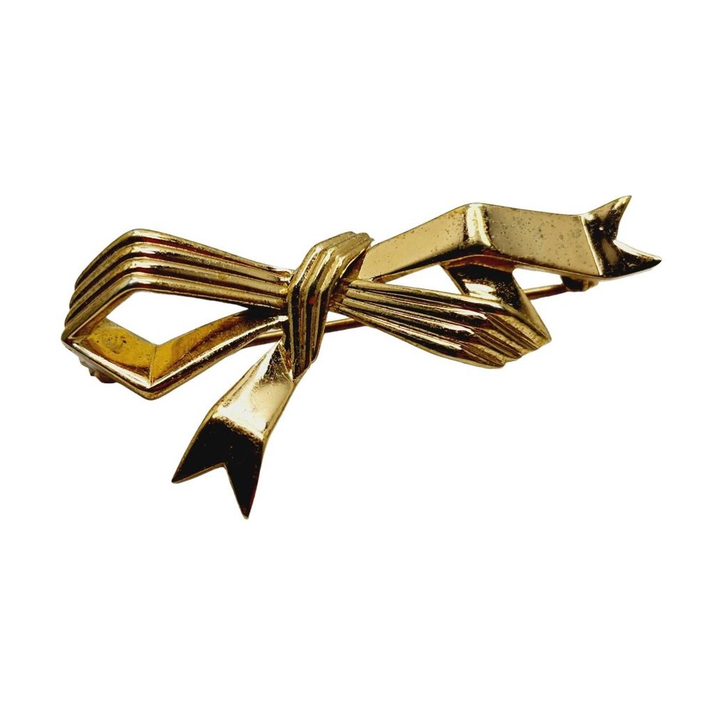 Vintage Signed Crown Trifari Bow Brooch (A840)
